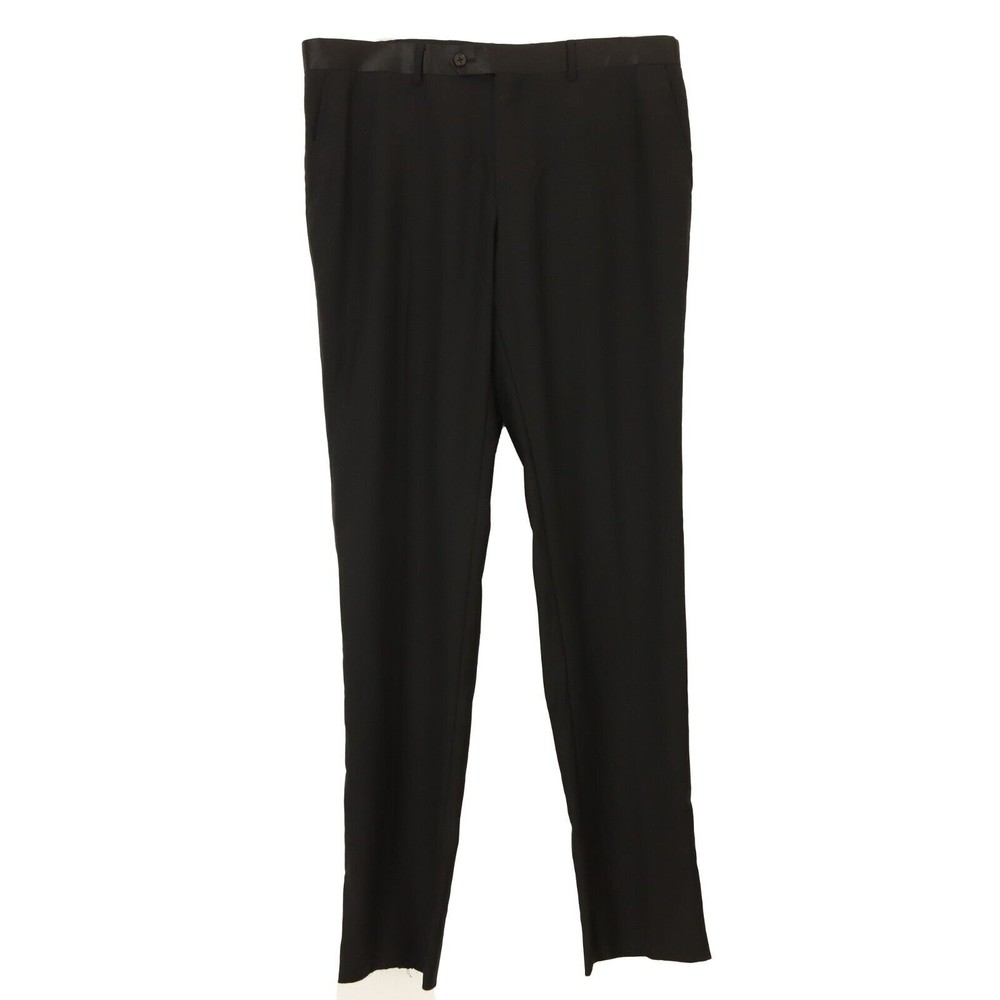 Zanetti Tuxedo Formal Dress Pants Size 36S Shiny Side Stripes Black NEW B64 slim